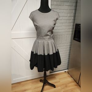 Elegant Gray and Black Women's Dress